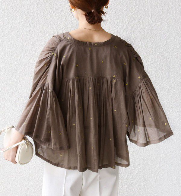 SHIPS for women「《予約》〈手洗い可能〉コットン オーガンジー リーフ 刺繍 羽織 ブラウス」|シャツ・ブラウス|