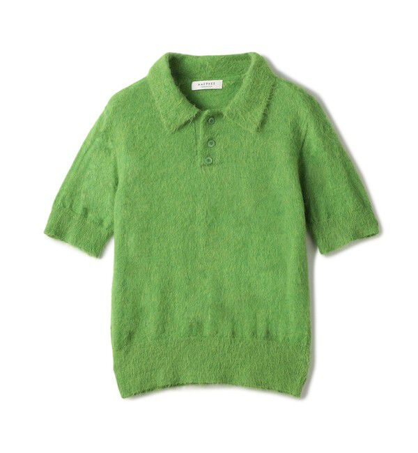 MACPHEE「アルパカシャギー ポロプルオーバー」|ニット・セーター|53 グリーン