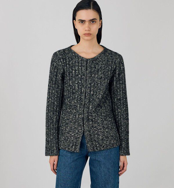 DES PRES「アルパカミックススラブ クルーネック ニットジャケット」|ブルゾン・スタジャン|