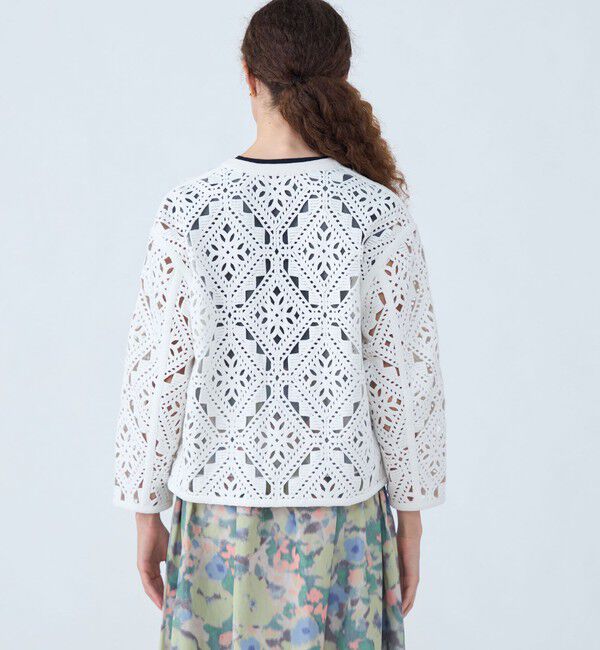 Ballsey「ダイヤモチーフエンブロイダリー クルーネックジャケット」|ノーカラージャケット|