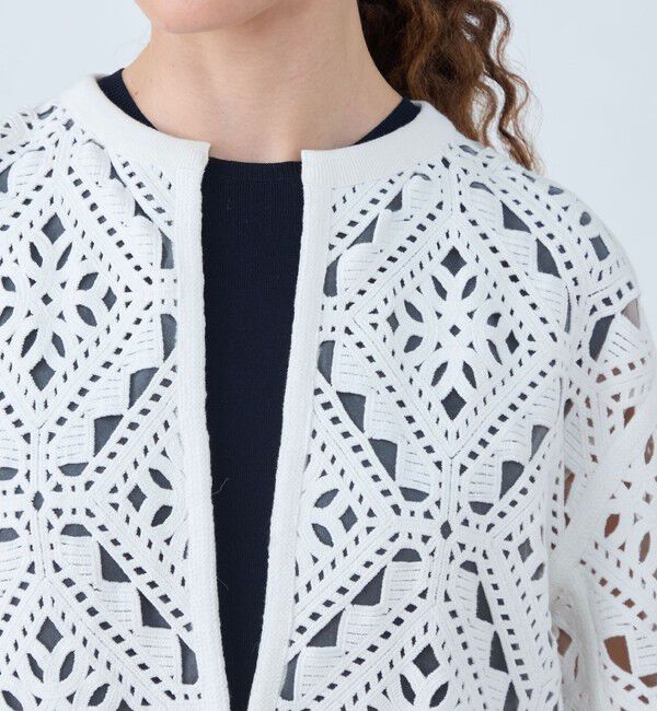 Ballsey「ダイヤモチーフエンブロイダリー クルーネックジャケット」|ノーカラージャケット|