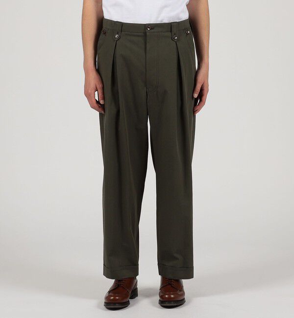 TOMORROWLAND MENS「コットン グラスツイル 1プリーツ ワイドパンツ」|チノ|