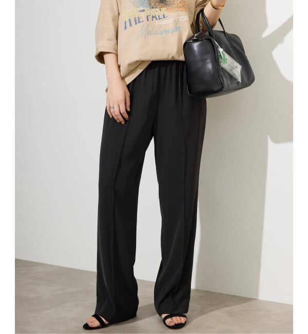 SLOBE IENA「《4サイズ展開》ピンタックセミフレアパンツ」|その他|ブラック