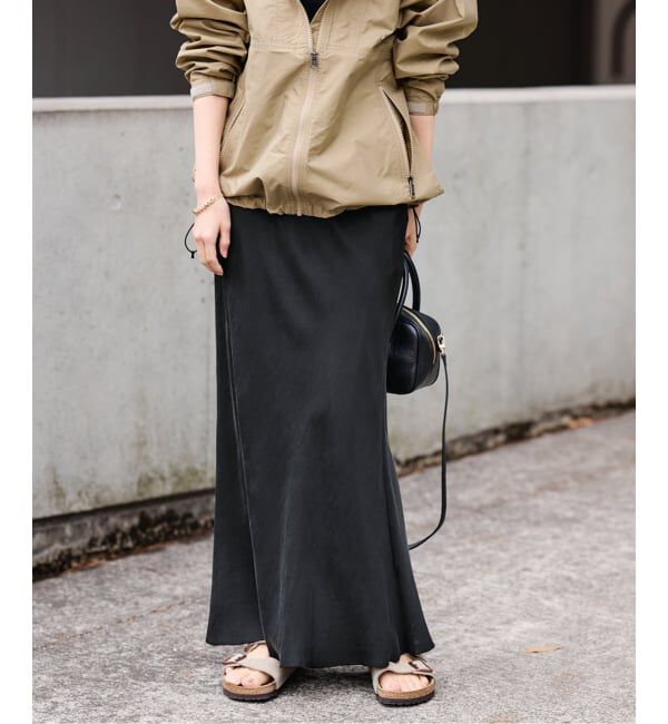 FRAMeWORK「≪追加≫シルキーキュプラバイアススカート2」|スカート|ブラック