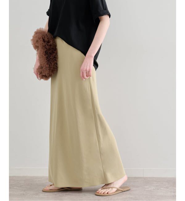 U by SPICK&SPAN「《予約》フィブリルロングスカート」|スカート|カーキ