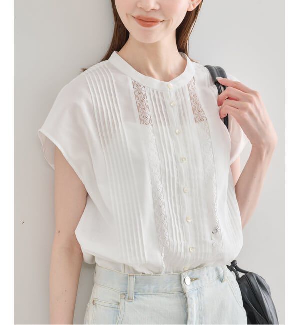 U by SPICK&SPAN「《予約》レースピンタックフレンチスリーブブラウス」|シャツ・ブラウス|