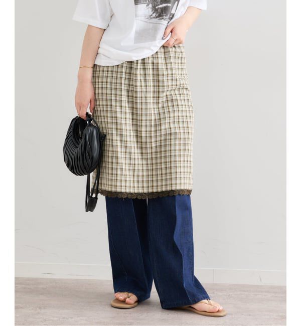U by SPICK&SPAN「《予約》Atelier Edition/アトリエ エディション EMBROIDERED LACE CHECK SKIRT」|スカート|