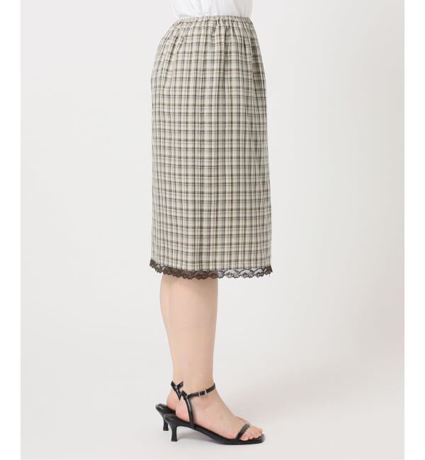 U by SPICK&SPAN「《予約》Atelier Edition/アトリエ エディション EMBROIDERED LACE CHECK SKIRT」|スカート|