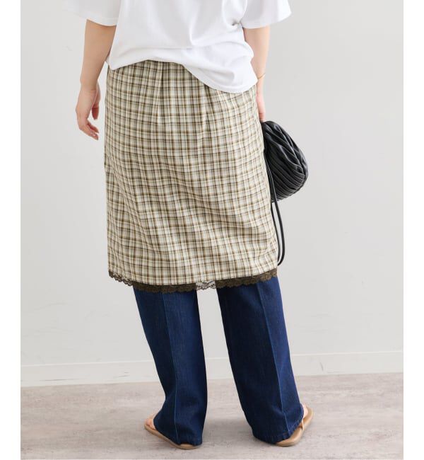 U by SPICK&SPAN「《予約》Atelier Edition/アトリエ エディション EMBROIDERED LACE CHECK SKIRT」|スカート|