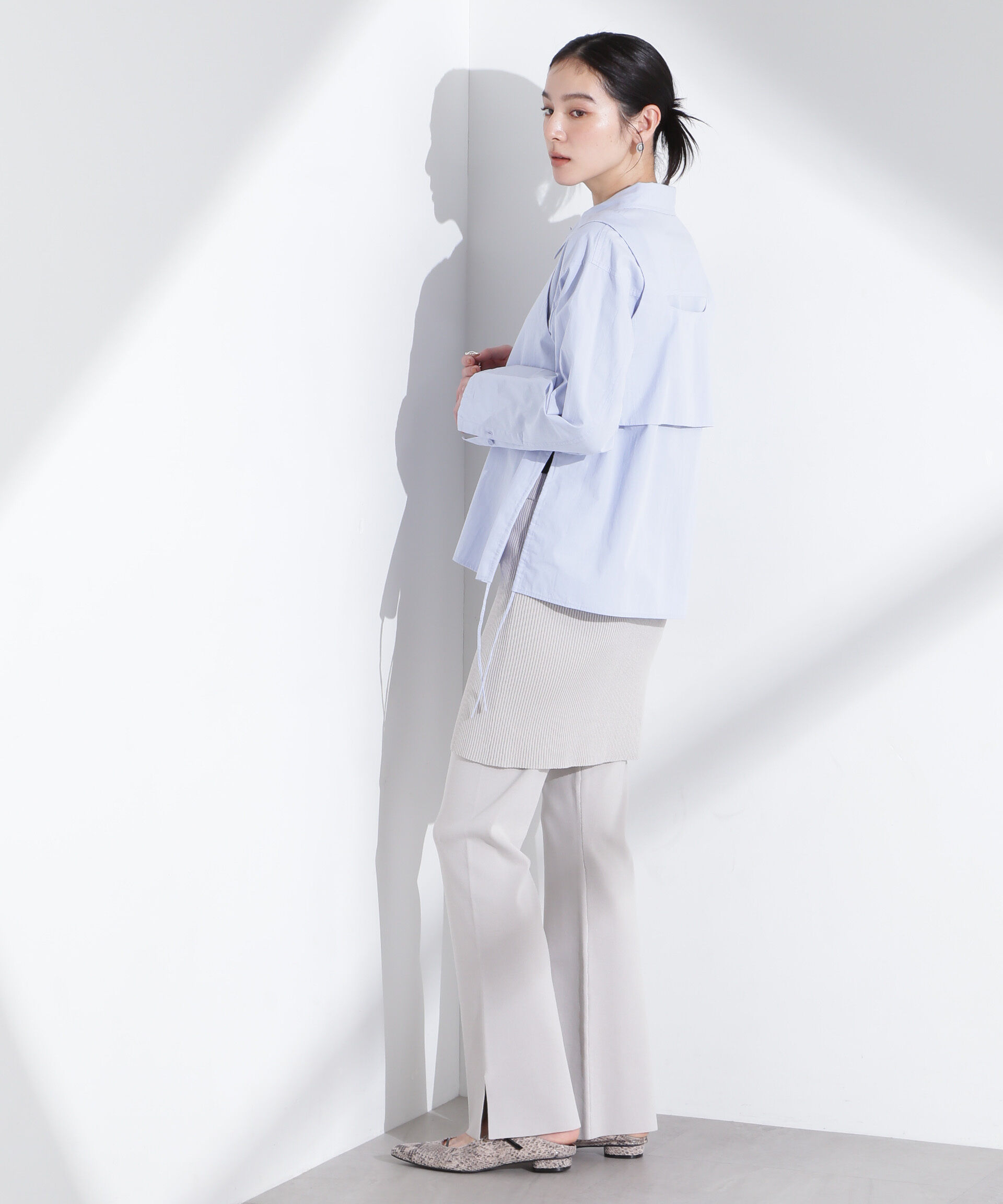 nano･universe「レイヤードニットパンツ」|チノ|