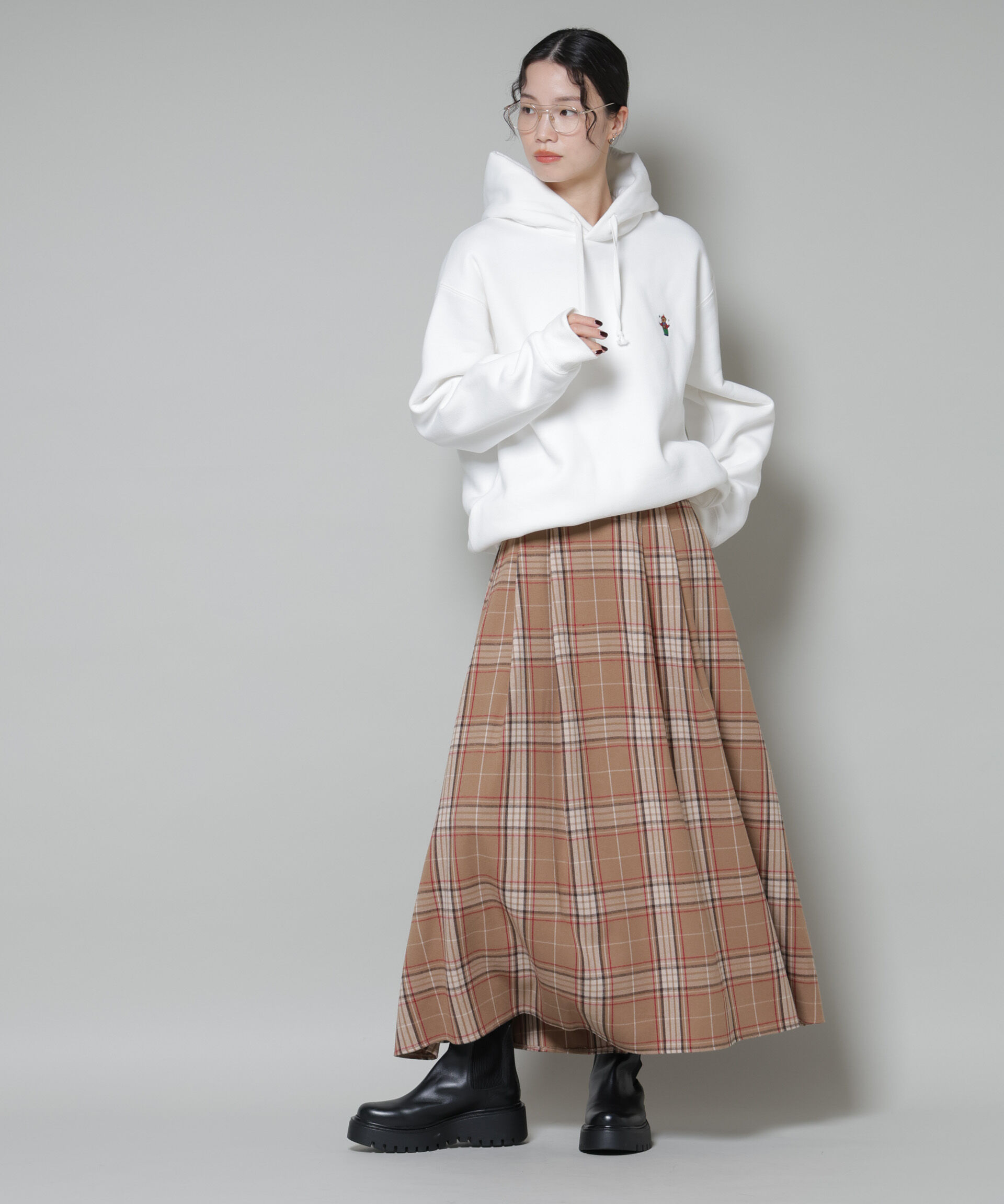 nano･universe「起毛チェックタックフレアスカート」|スカート|