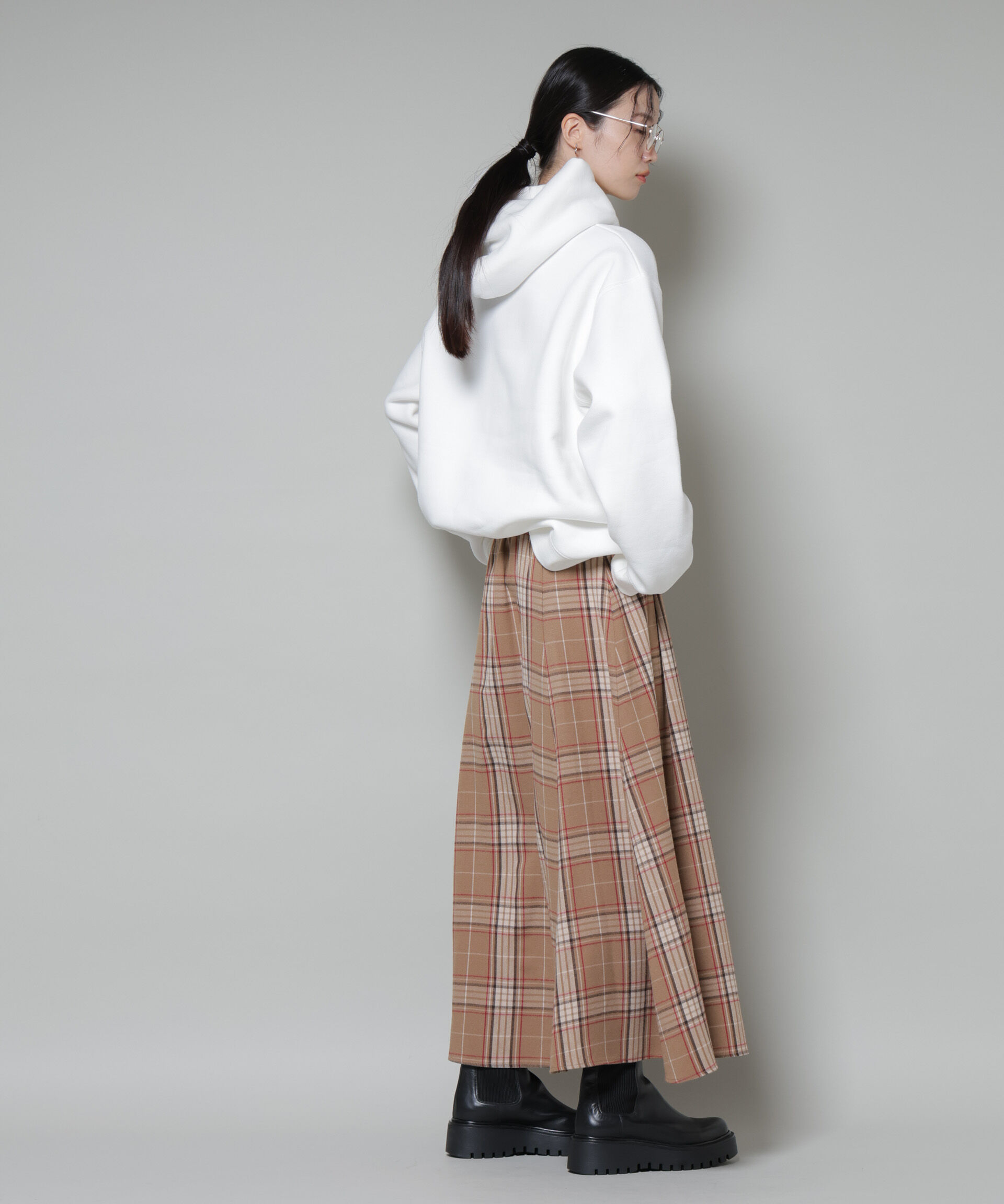 nano･universe「起毛チェックタックフレアスカート」|スカート|