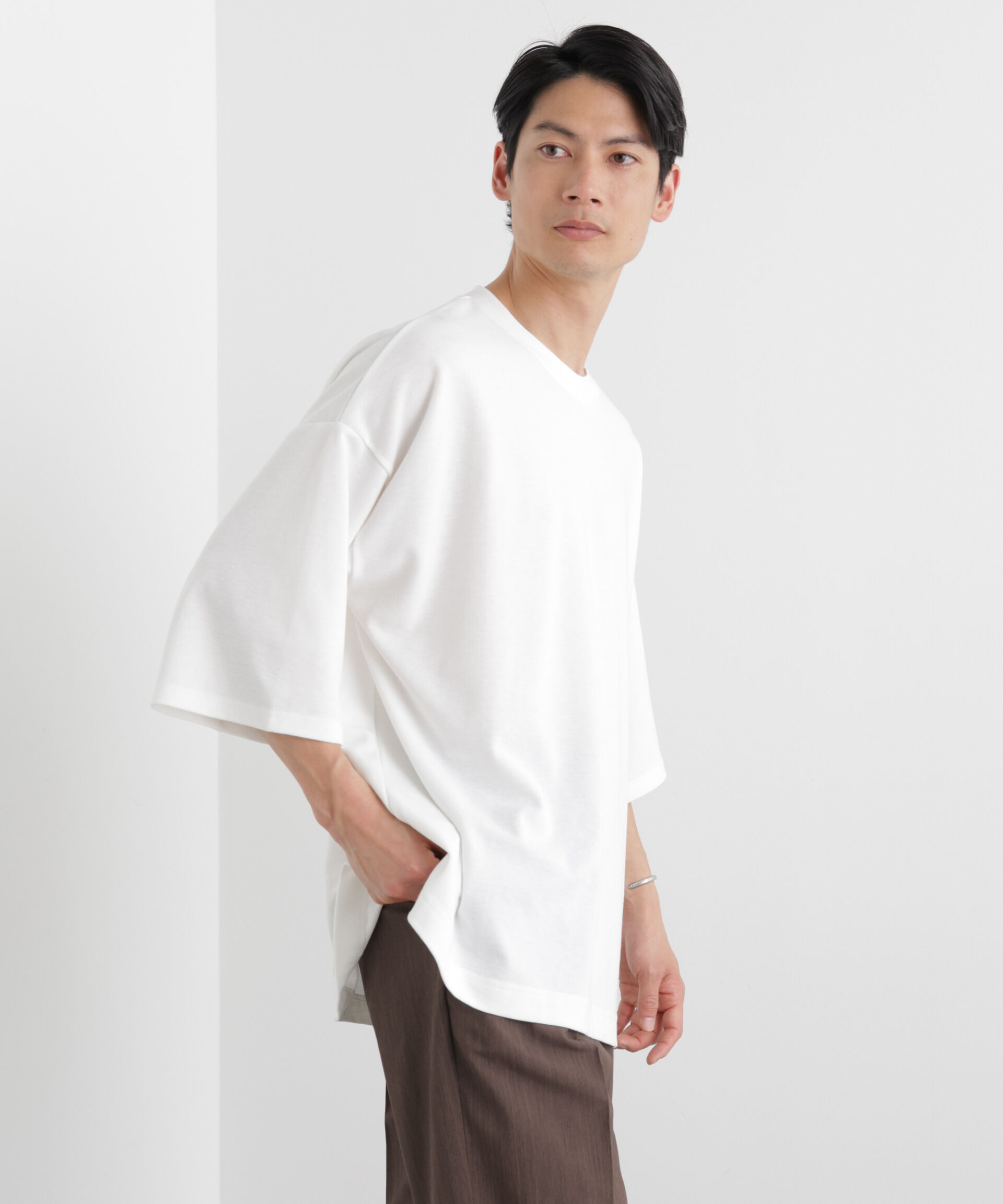 nano･universe「WEB限定/ストレッチフライス BIGTシャツ 半袖」|Tシャツ・カットソー|