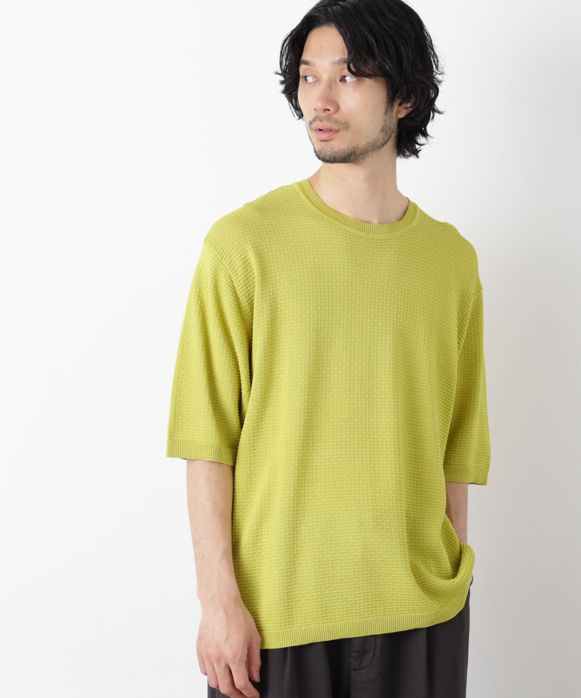 nano･universe「エアリードレープ ニットTシャツ 半袖」|ニット・セーター|