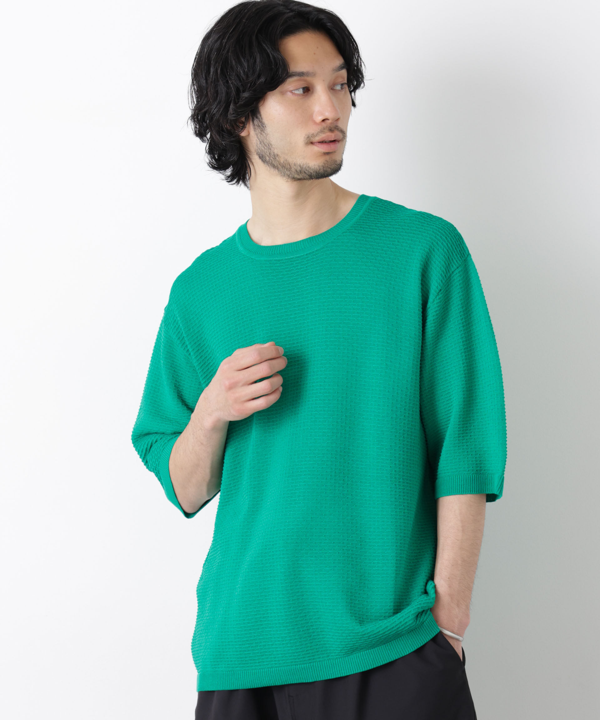 nano･universe「エアリードレープ ニットTシャツ 半袖」|ニット・セーター|