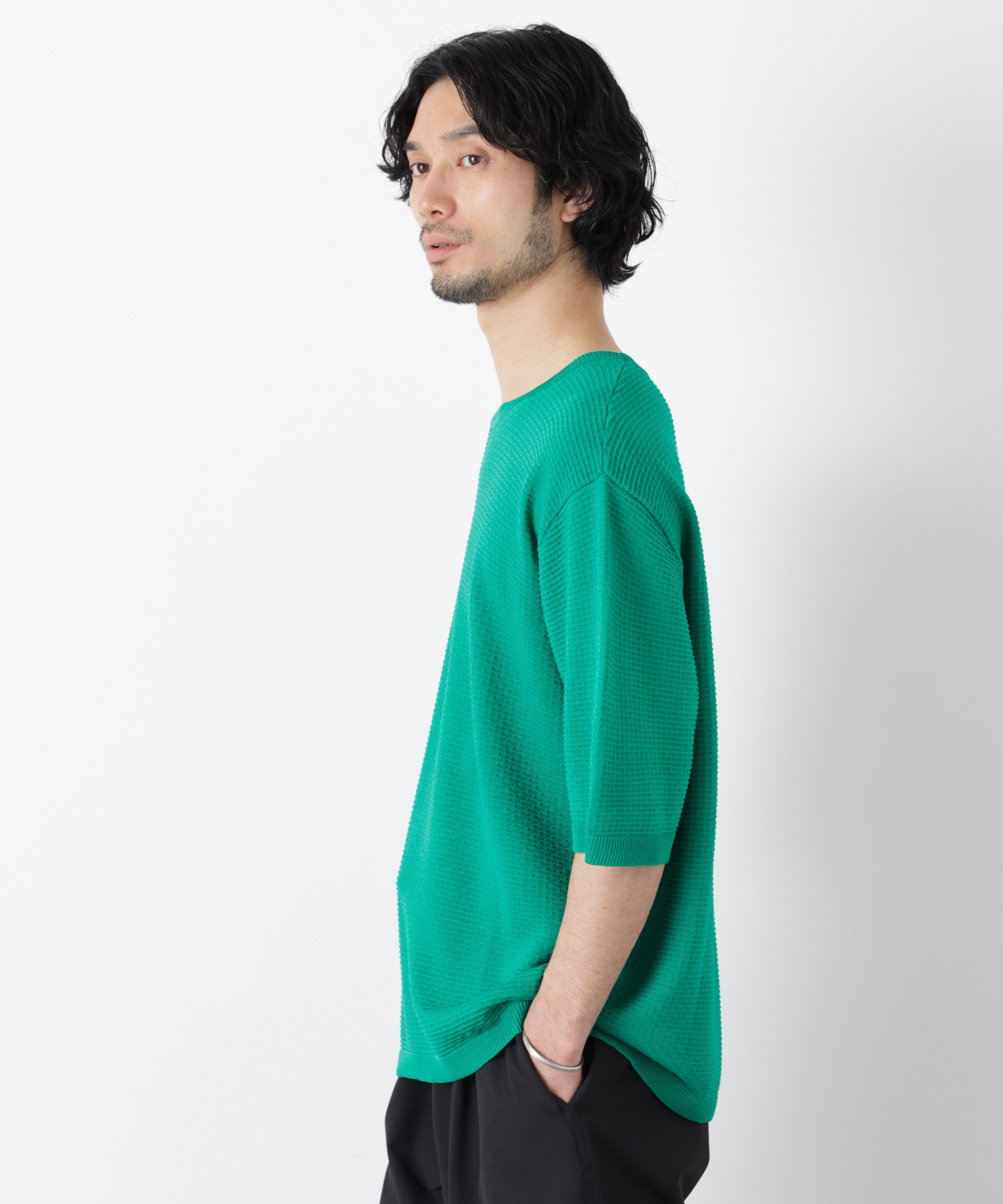 nano･universe「エアリードレープ ニットTシャツ 半袖」|ニット・セーター|