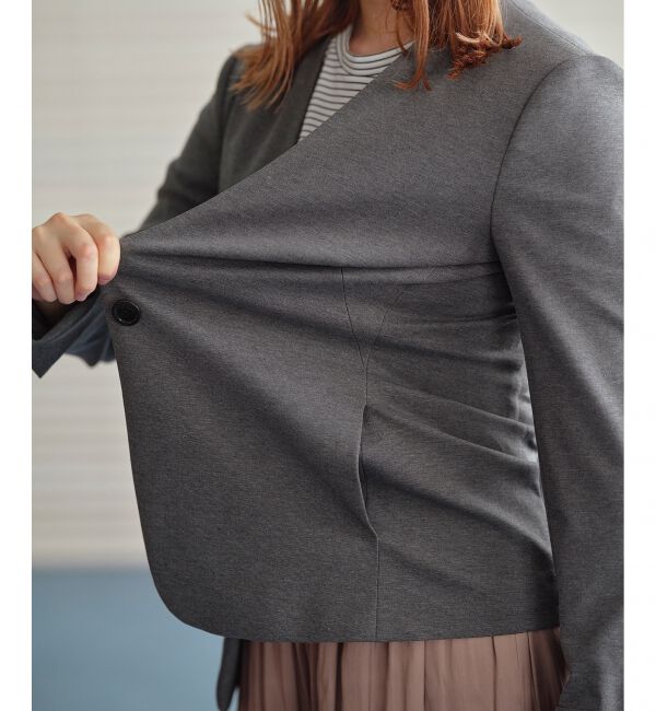 自由区「【Sサイズ有】360&deg;FREE ウォッシャブルノーカラー ジャケット」|ノーカラージャケット|