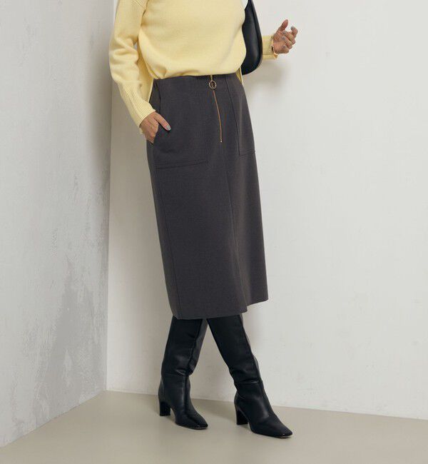 NOLLEY'S sophi「ウォッシャブルダブルジャージハーフジップタイトスカート」|タイト|