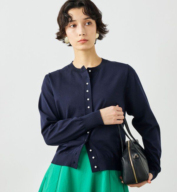 NOLLEY'S「《手洗い可能》コットンテックスクルーネックカーディガン」|カーディガン|