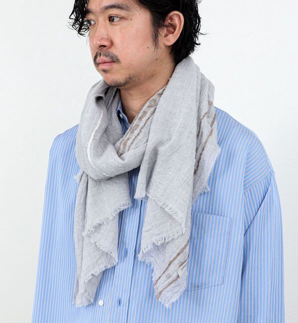 NOLLEY'S goodman「【Johnstons of Elgin/ジョンストンズ・オブ・エルガン】WB002860 Cyrus Scarf 70」|ストール|グレー系その他