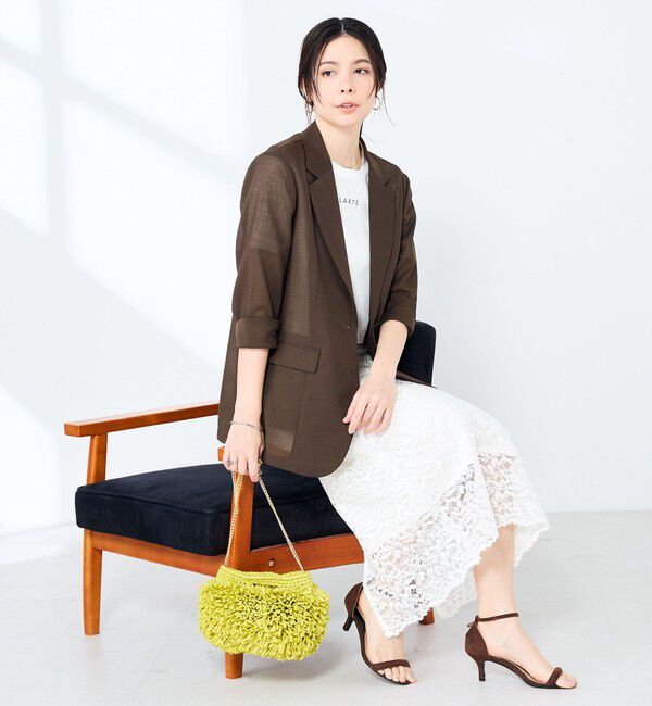 NOLLEY'S sophi「《セットアップ対応》ウォッシャブルリネンライクシアーボイルジャケット」|テーラードジャケット|ダークブラウン