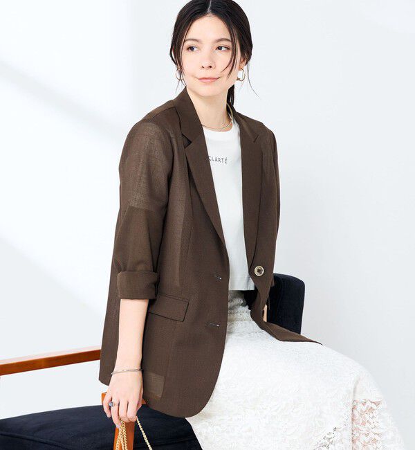 NOLLEY'S sophi「《セットアップ対応》ウォッシャブルリネンライクシアーボイルジャケット」|テーラードジャケット|