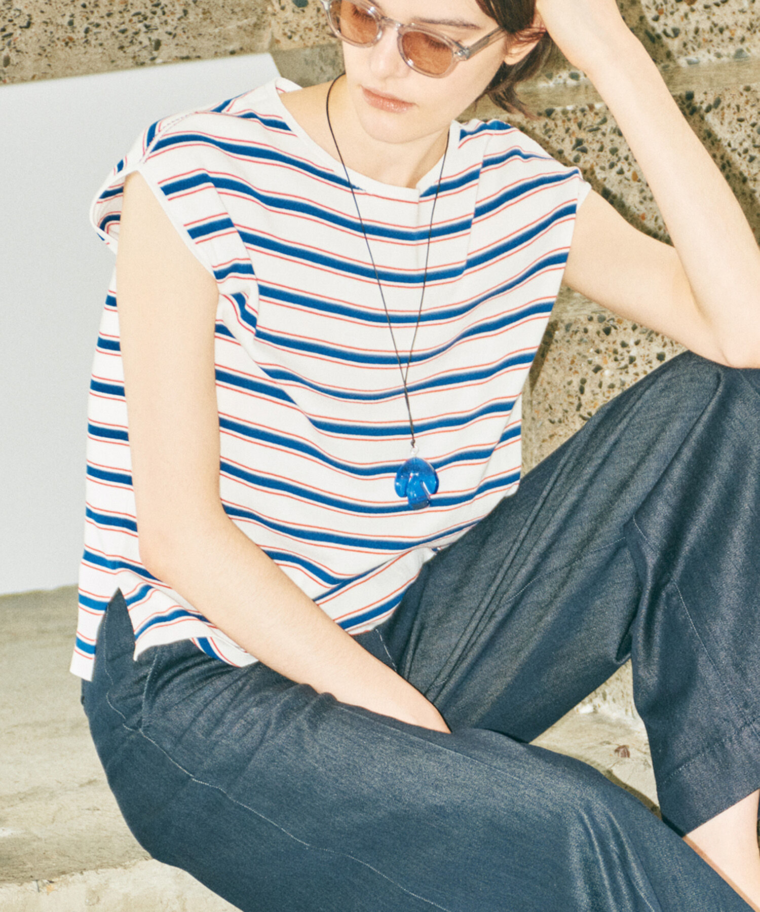 ROPE「【洗える】【接触冷感】ICE COTTONアームレットニットトップス【雑誌/メディア掲載】」|ニット・セーター|ホワイト系(11)