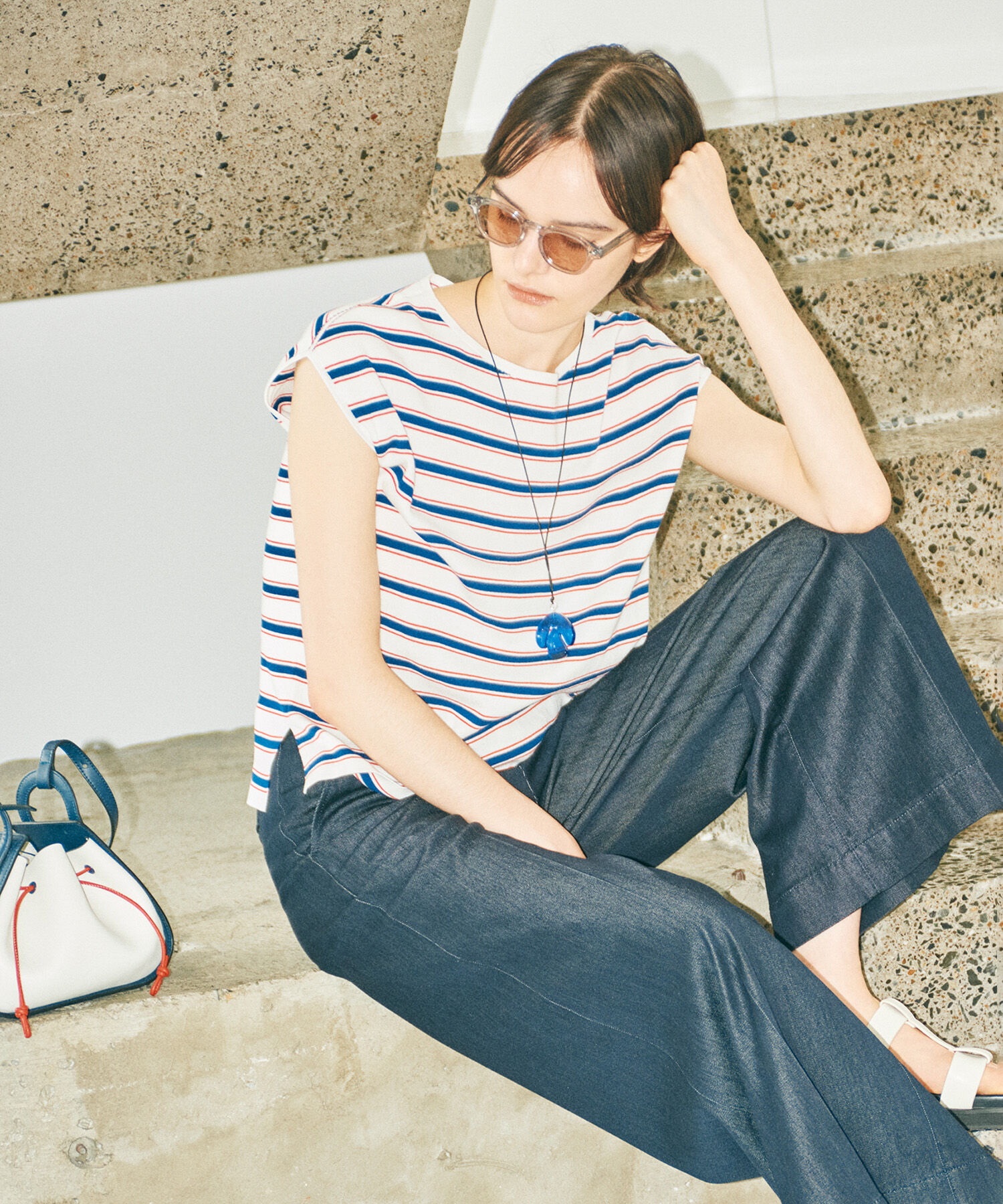 ROPE「【洗える】【接触冷感】ICE COTTONアームレットニットトップス【雑誌/メディア掲載】」|ニット・セーター|