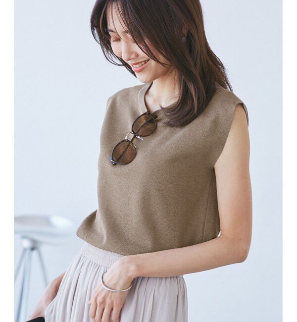 Rope&rsquo;Picnic「【洗濯機OK】LEVITAゼロスリーブサマーニットプルオーバー」|ニット・セーター|