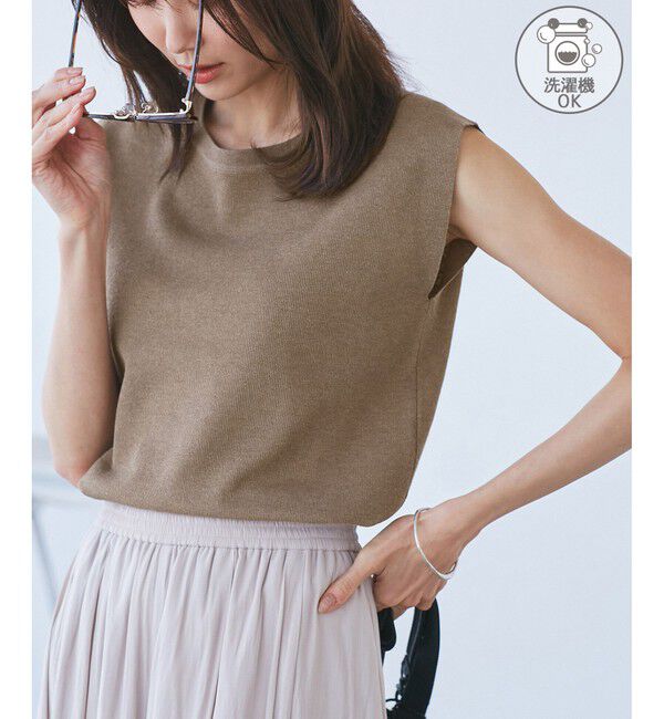 Rope&rsquo;Picnic「【洗濯機OK】LEVITAゼロスリーブサマーニットプルオーバー」|ニット・セーター|メタリック系(97)