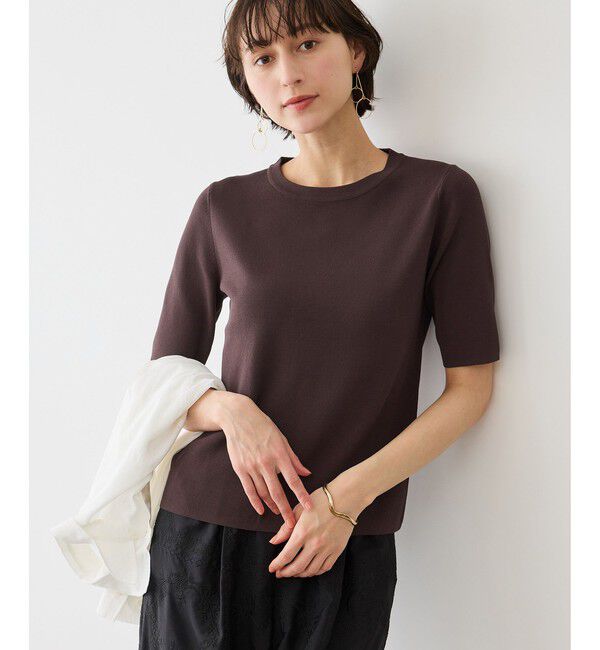 Rope&rsquo;Picnic「八方映えニット ハーフスリーブニット/UVカット・接触冷感・イージーケア」|ニット・セーター|