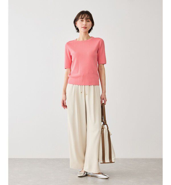 Rope&rsquo;Picnic「八方映えニット ハーフスリーブニット/UVカット・接触冷感・イージーケア」|ニット・セーター|