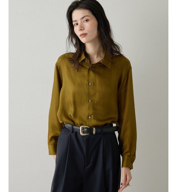 Drawing Numbers「【Drawing Numbers】キュプラロングスリーブシャツ」|シャツ・ブラウス|