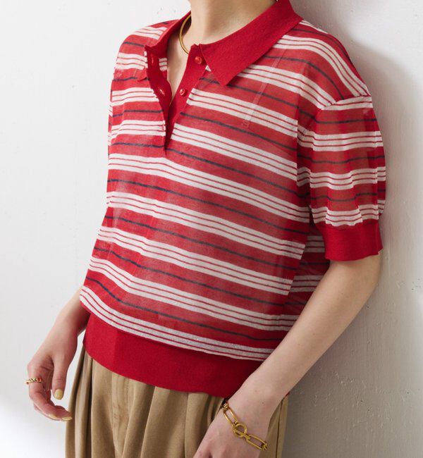  「シアーボーダーポロニット」|ニット・セーター|