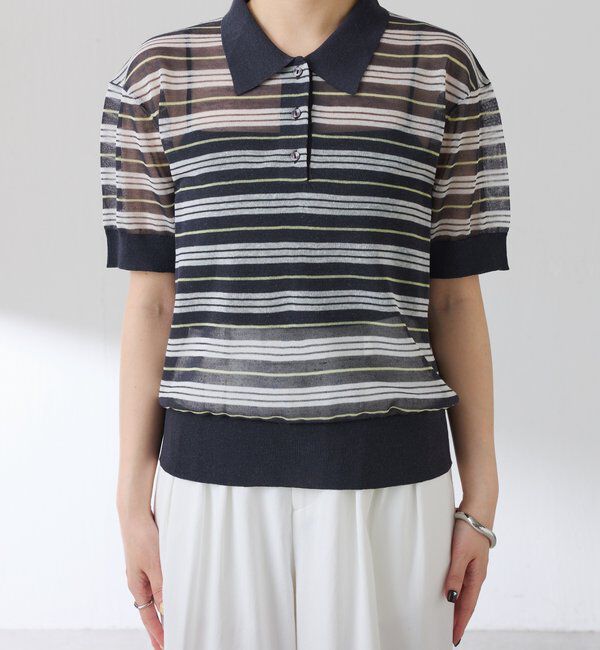  「シアーボーダーポロニット」|ニット・セーター|
