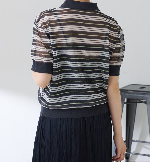  「シアーボーダーポロニット」|ニット・セーター|