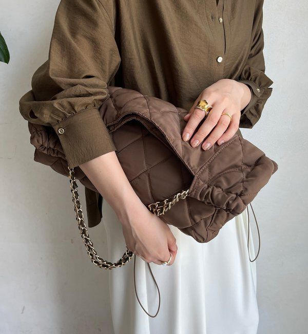  「【WEB限定】ナイロンキルトチェーントート」|トートバッグ|ブラウン