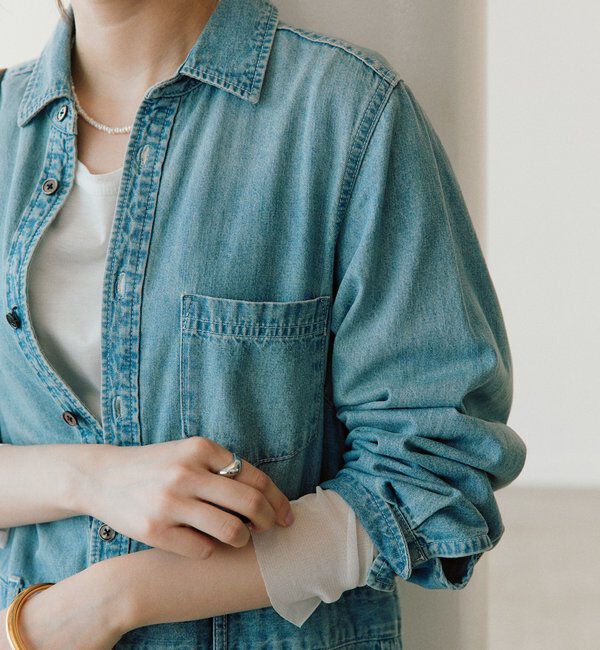  「【MONN&times;Yoshiiiiii】デニムシャツワンピース」|ワンピース|