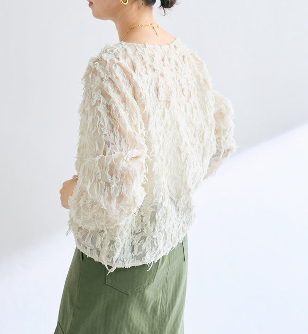  「【オケージョンにも◎】カットジャガードシアーブラウス」|シャツ・ブラウス|