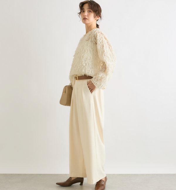  「【オケージョンにも◎】カットジャガードシアーブラウス」|シャツ・ブラウス|