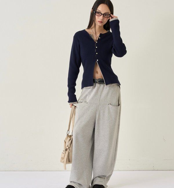  「リブニットナローカーディガン」|カーディガン|