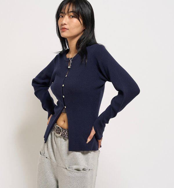  「リブニットナローカーディガン」|カーディガン|