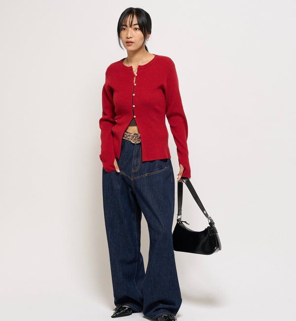  「リブニットナローカーディガン」|カーディガン|