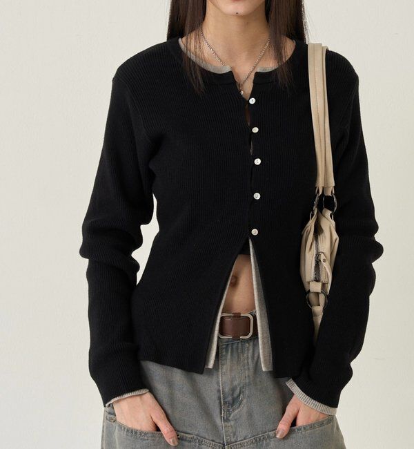  「リブニットナローカーディガン」|カーディガン|