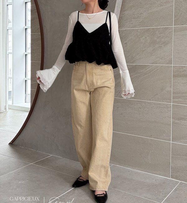  「【コラボ限定カラー/ホワイト・ベージュ】13ozハイウエストストレートデニム」|デニム|