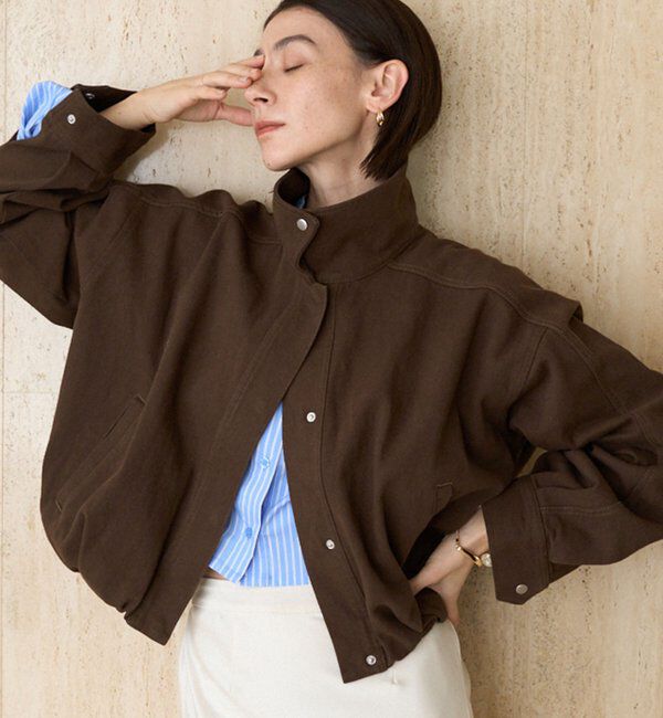  「【サイズ展開あり/セットアップ対応】ラウンドデニムブルゾン」|ブルゾン・スタジャン|