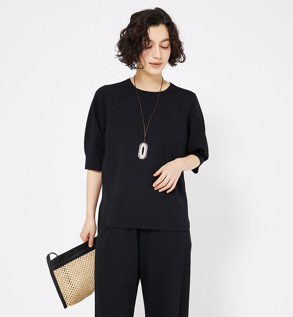 qualite「レーヨンストレッチボートネックニット」|ニット・セーター|