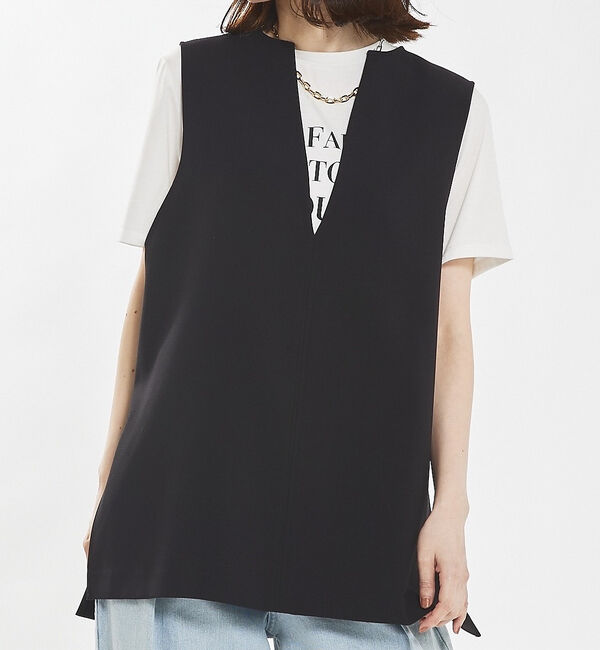 abahouse mavie「【セットアップ対応】ダブルクロスオーバーベスト」|ベスト・ジレ|ブラック系その他1