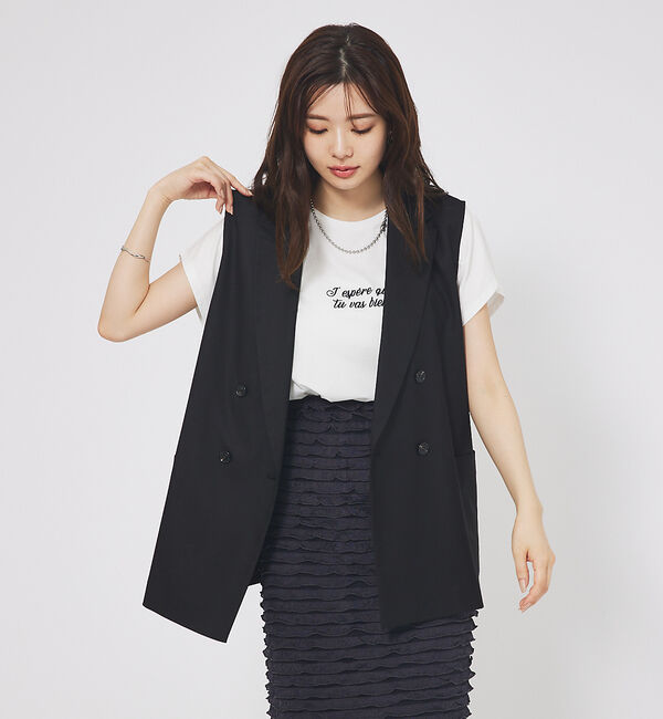 abahouse mavie「【セットアップ対応】リネンライクベスト」|ベスト・ジレ|