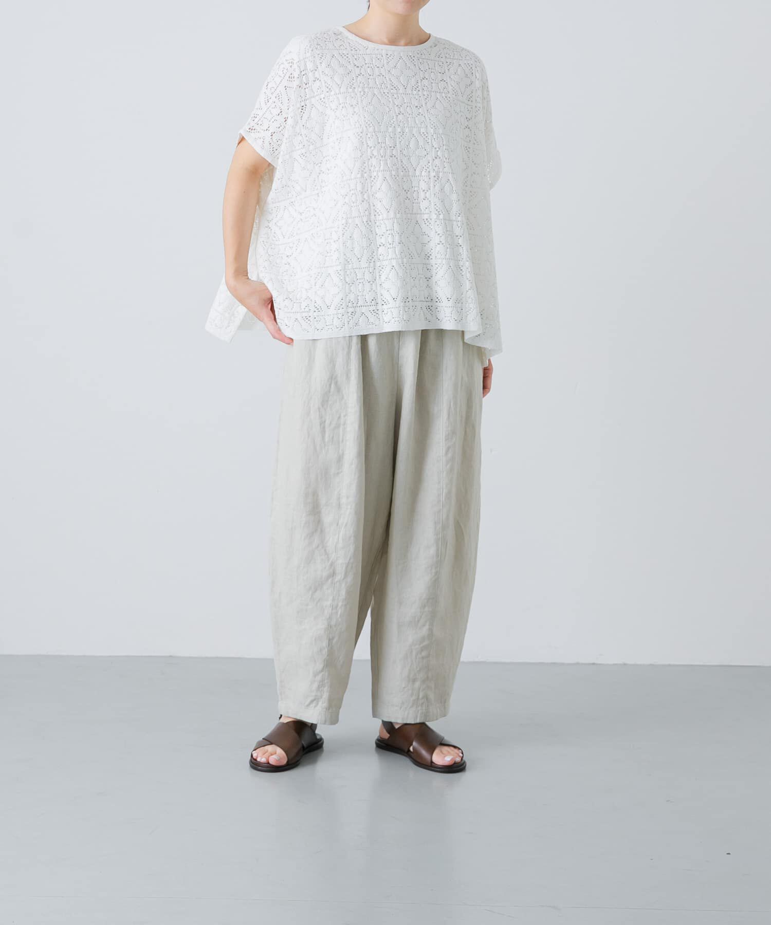 かぐれ「コットンレースポンチョプルオーバー」|Tシャツ・カットソー|